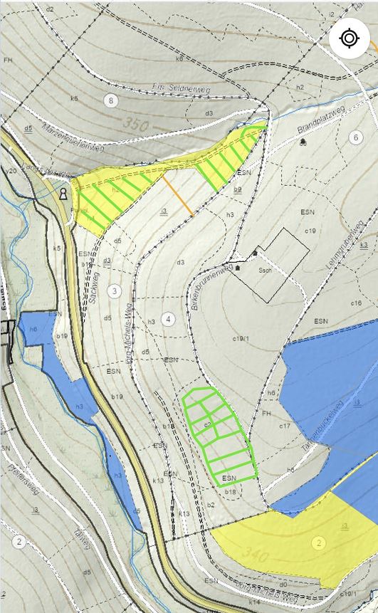 Plan Buchen Arnberg Birkenbrunnenweg und Parkplatz Drei Steine