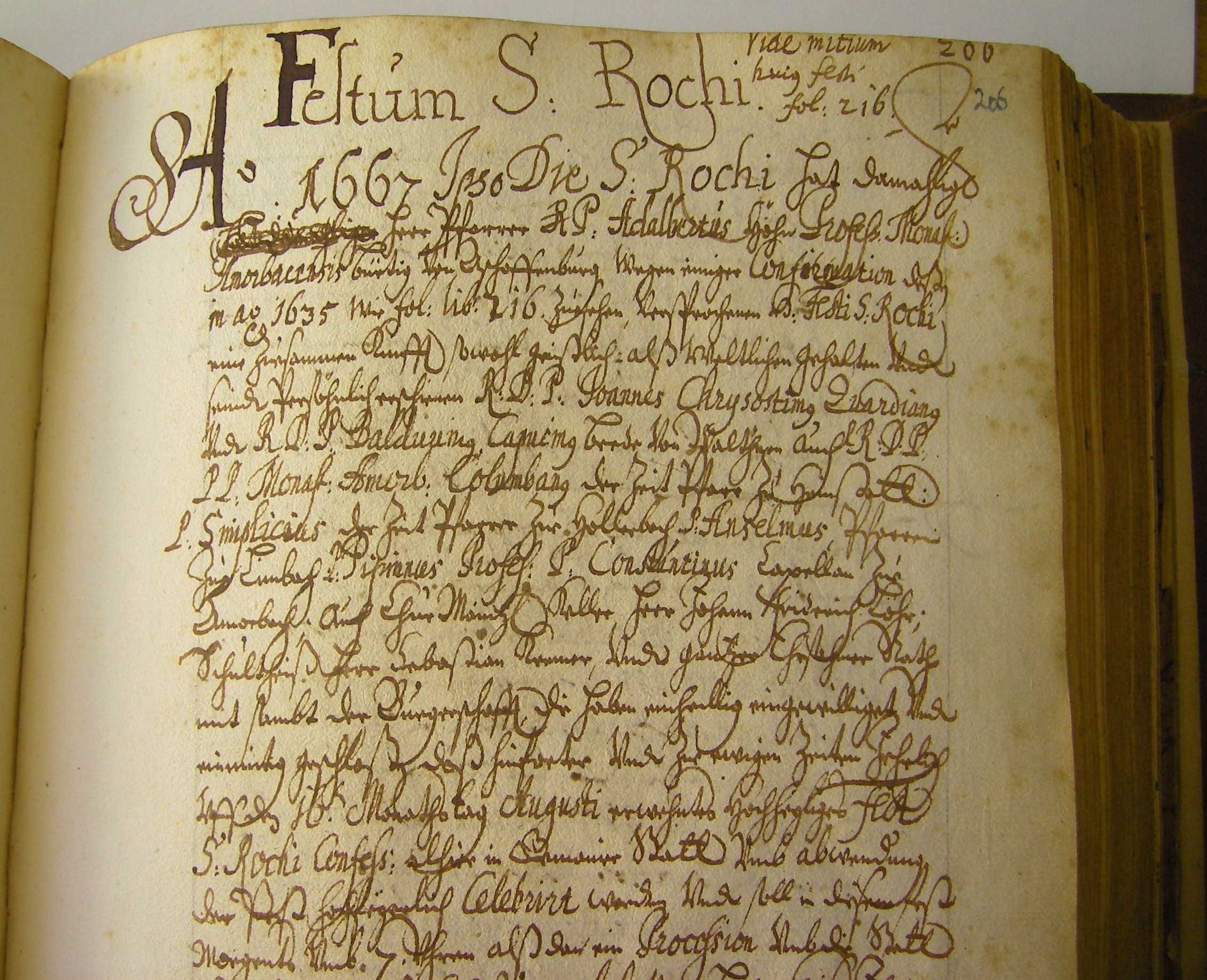 Erneuerung des Rochus Gelübde 1667