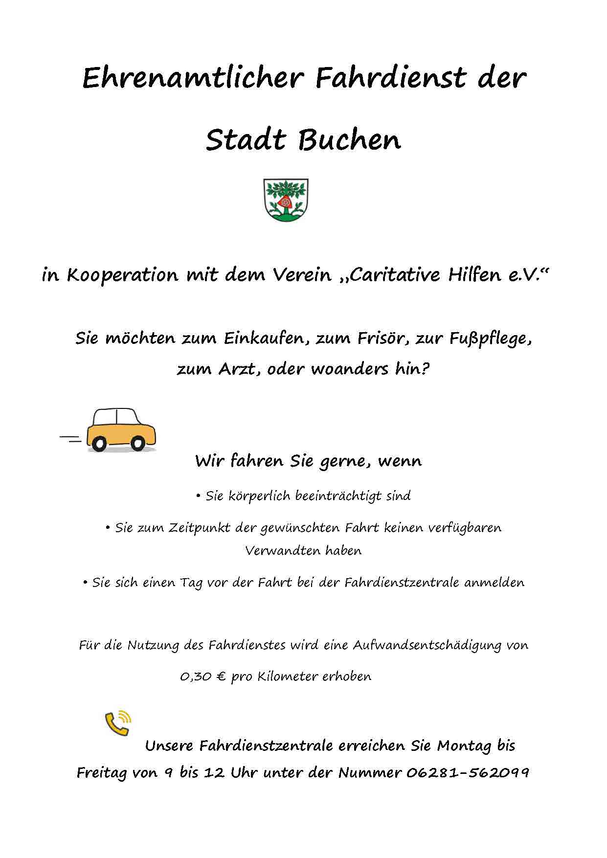 Plakat ehrenamtlicher Fahrdienst