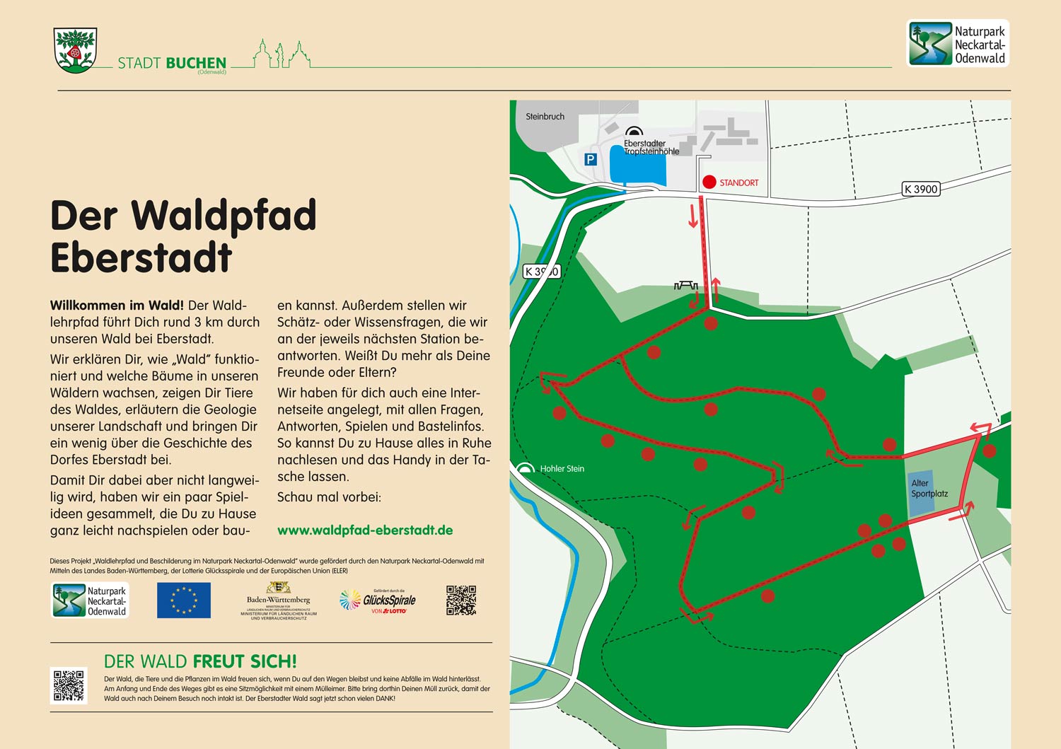 Starttafel des Waldpfads in Eberstadt